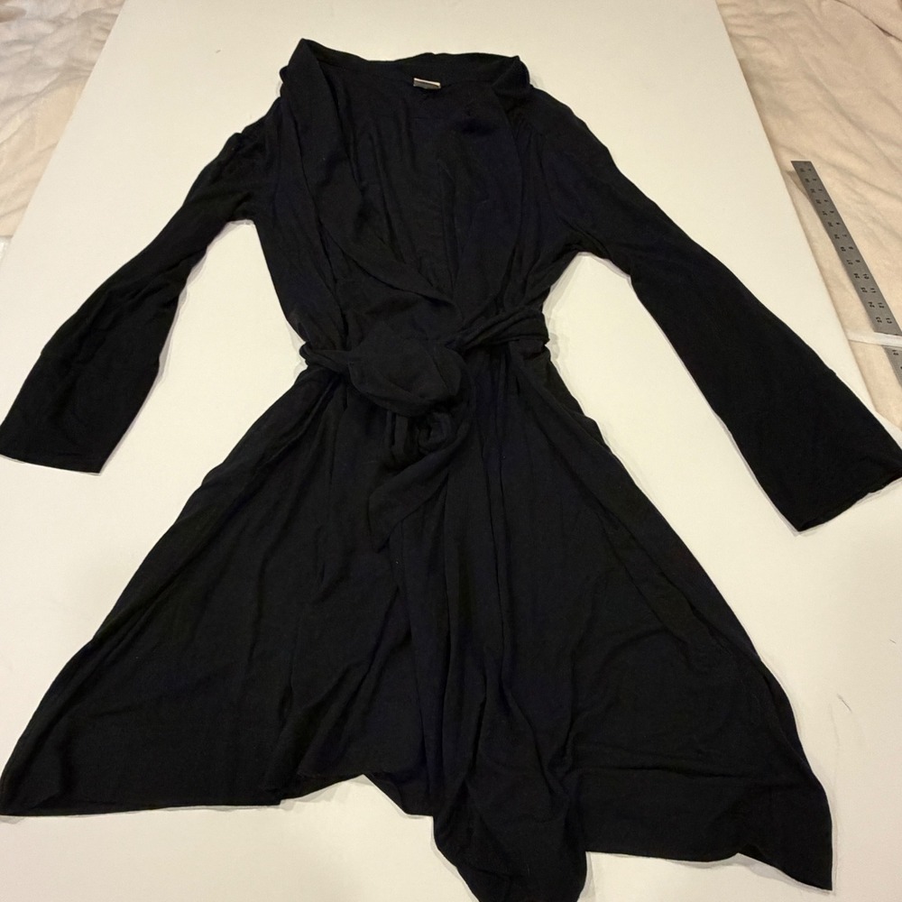 Soma Intimates Black Long Sleeve Wrap Robe L/XL RN 79984 Rayon Blend Loungewear